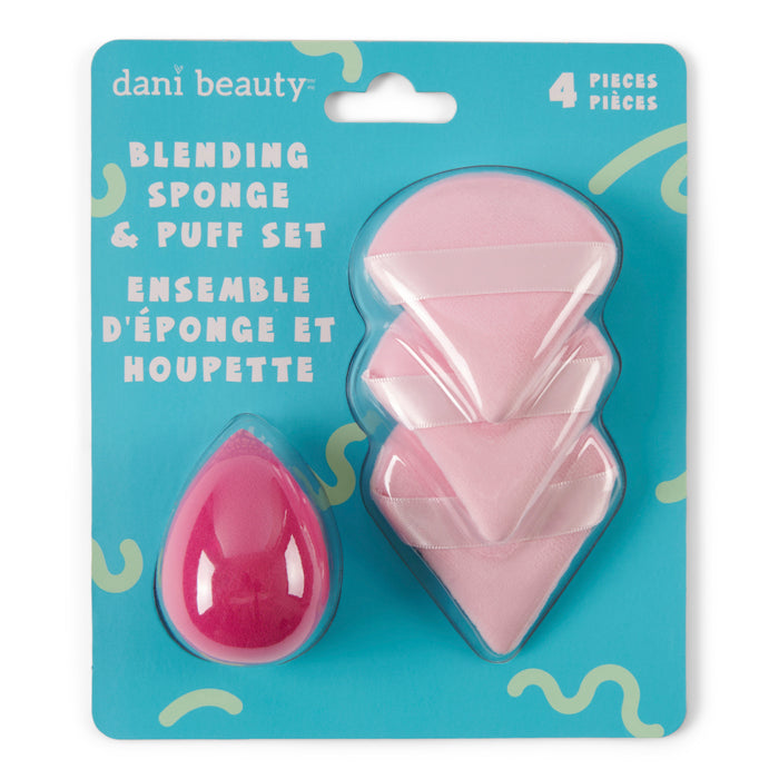 Dani Beauty Blending Sponge and Powder Puff Set, 4-Piece