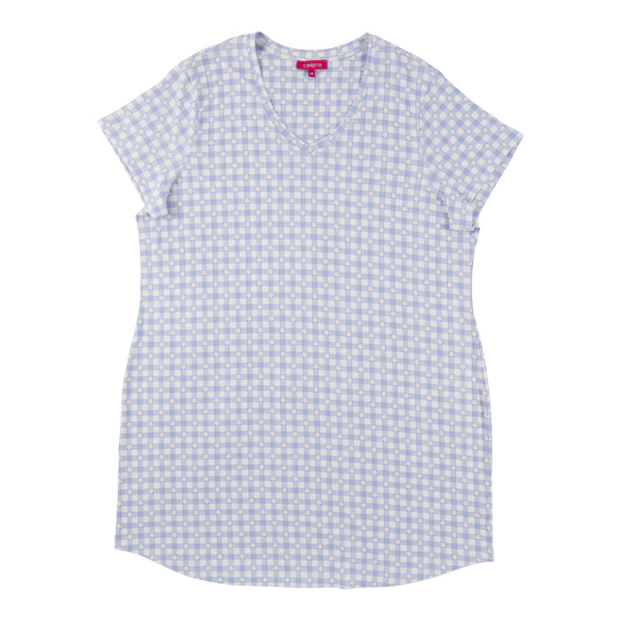 Chemise de nuit côtelée à manches courtes Carisma taille plus pour femmes