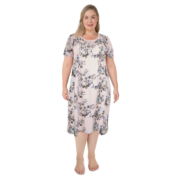 Carisma Women's Plus Knee-Length Henley Nightgown