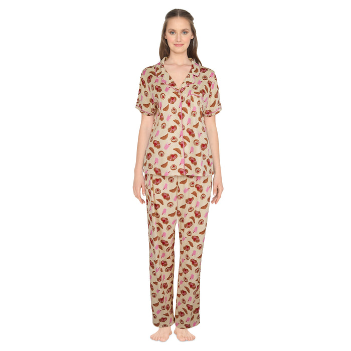 Carisma Women's Ribbed Tailored Short Sleeve Mom & Me PJ Set, 2-Piece