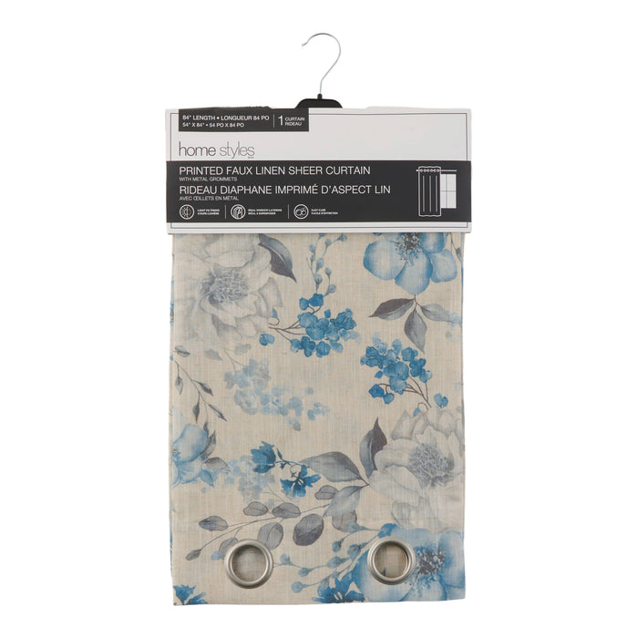 Rideau diaphane d’aspect lin imprimé avec œillets HomeStyles, 54 po x 84 po