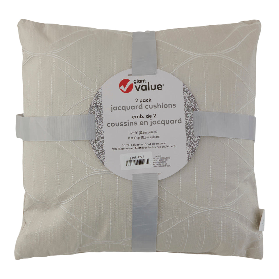 Giant Value Jacquard Cushions, 16-in x 16-in, 2 Pack – Giant Tiger