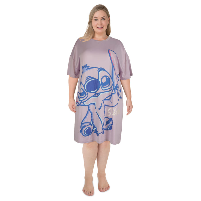 Chemise de nuit à manches courtes tombant sous la taille sous licence taille plus pour femmes