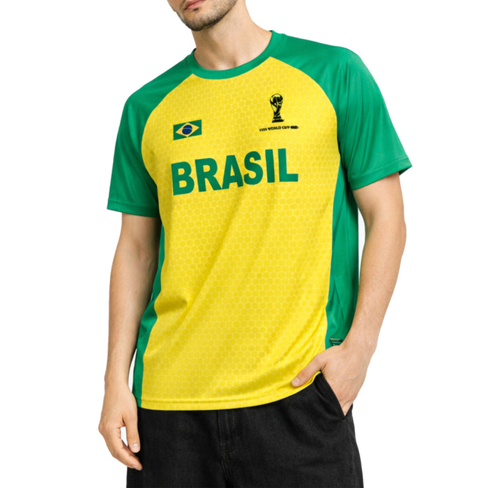T-shirt jersey FIFA à motif du Brésil sous licence pour hommes