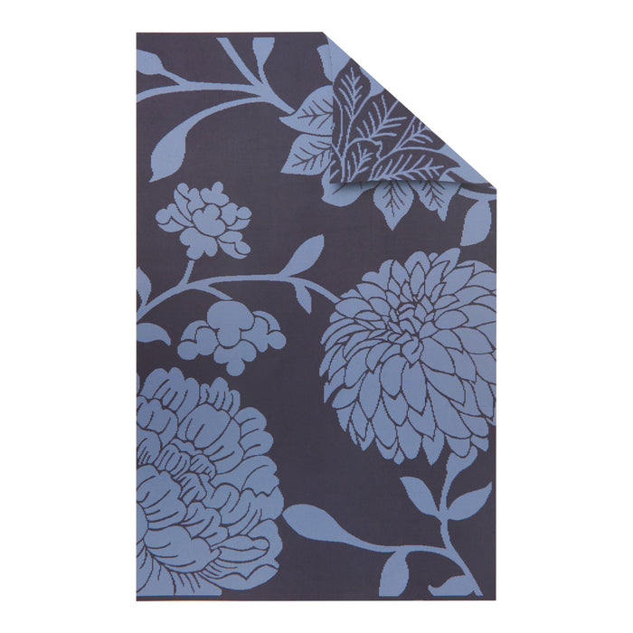 Tapis d’extérieur, motif floral bleu, 6 pi x 9 pi