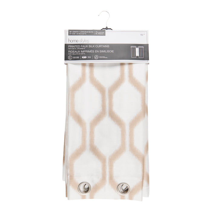 HomeStyles Printed Faux Silk Curtains with Grommets, 2-Pack, 37-in x 96-in.