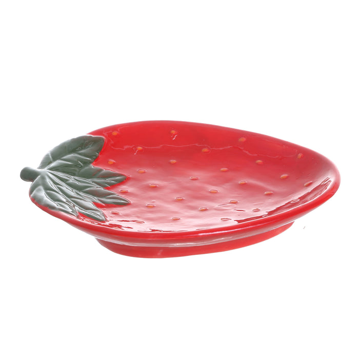 HomeStyles Ceramic Strawberry Plate, 8-in x 7-in.