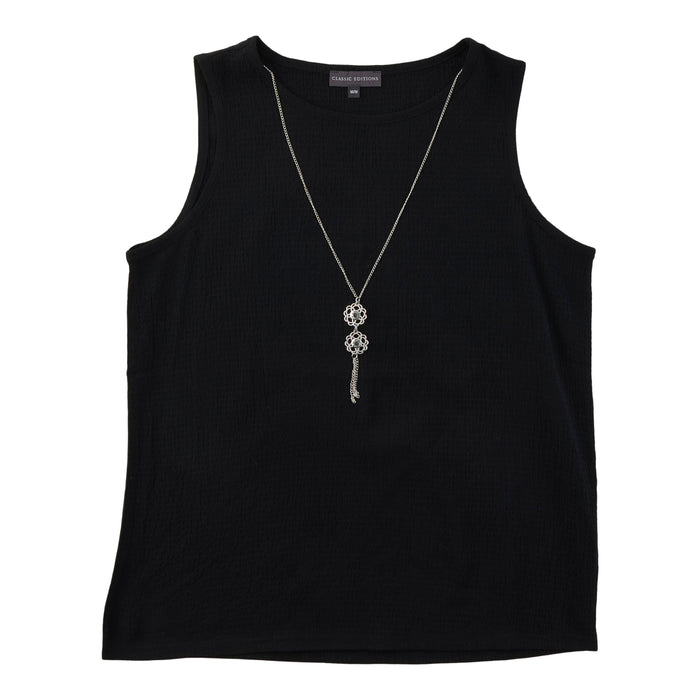Classic Editions Women's Textured Camisole with Necklace