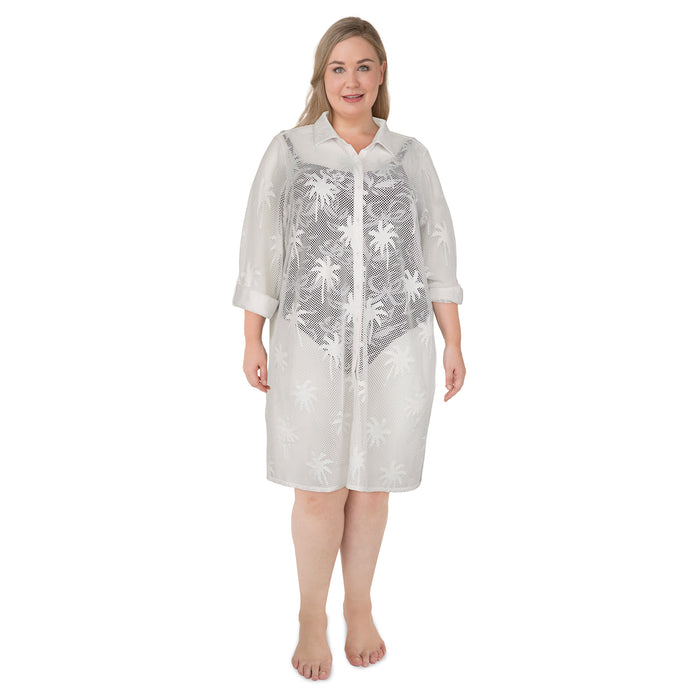 Cache-maillot taille Plus ACX Active pour femmes – palmiers