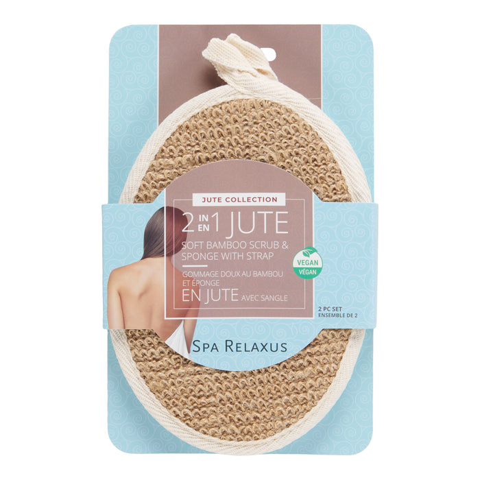 Éponge et exfoliant en jute 2 en 1