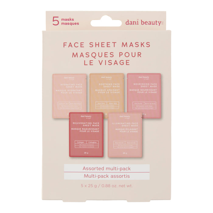 dani beauty Assorted Multi-Pack Sheet Mask, 5-Pack