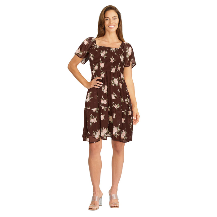 lily morgan Women's Chiffon Smocked Dress