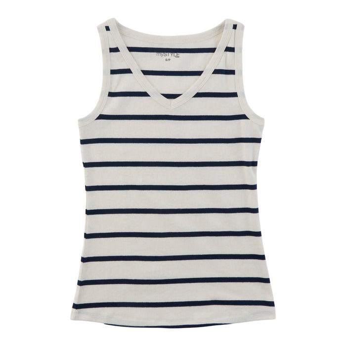 mySTYLE Women's Ribbed V-Neck Tank Top