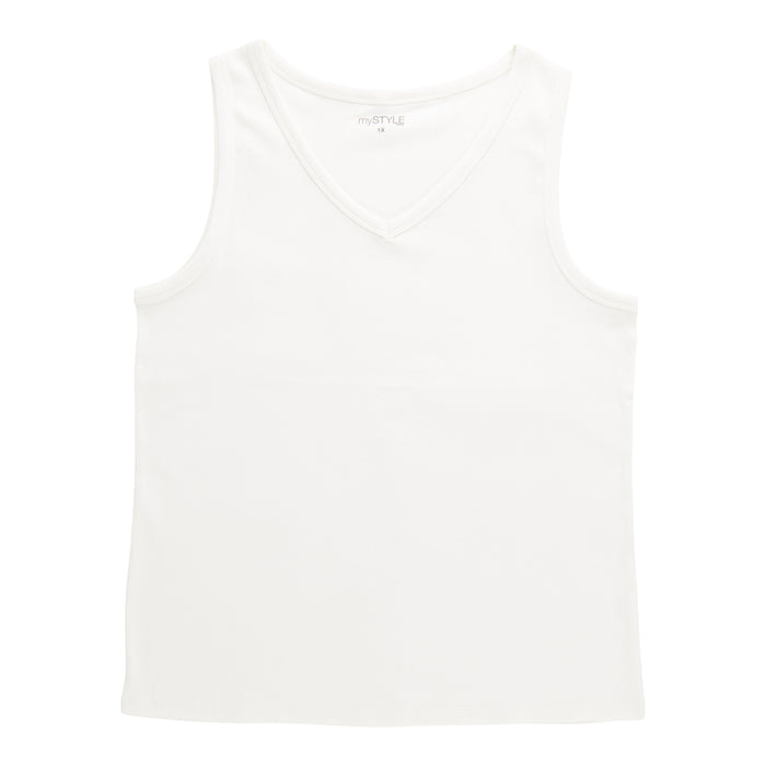 mySTYLE Women's Plus V-Neck Ribbed Tank Top