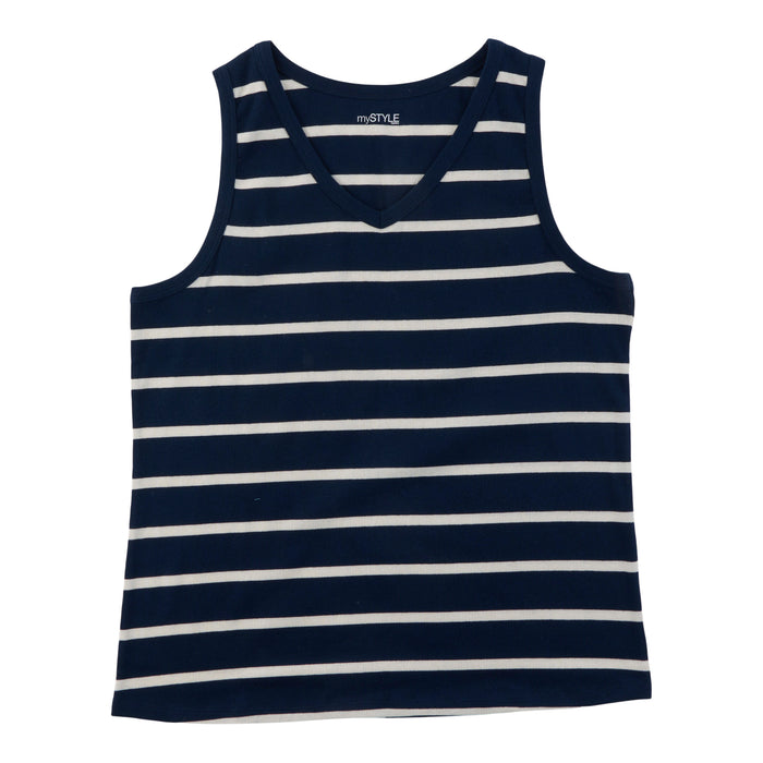 mySTYLE Women's Plus Ribbed V-Neck Tank Top
