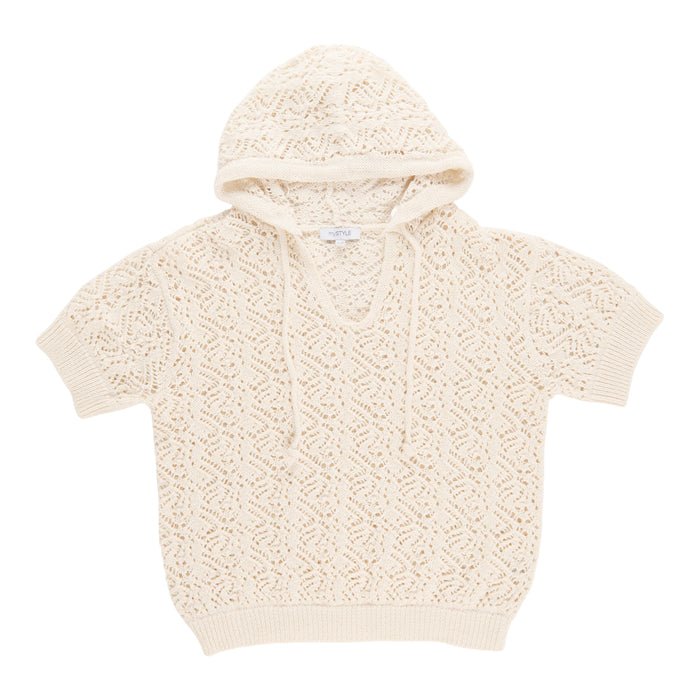 Haut à capuchon crocheté à manches courtes mySTYLE pour femmes