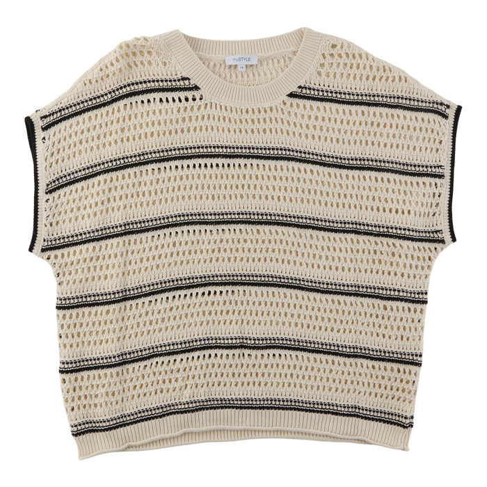 mySTYLE Women's Plus Short Sleeve Knit Sweater