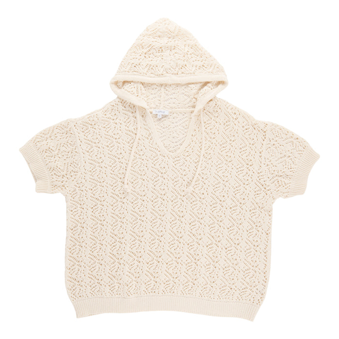 mySTYLE Women's Plus Short Sleeve Crochet Hoodie
