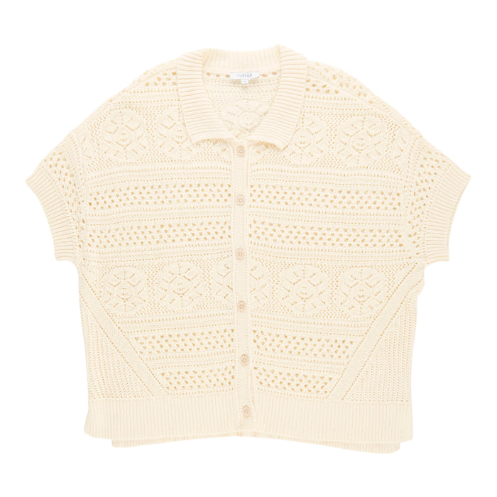 Cardigan crocheté à manches courtes taille plus mySTYLE pour femmes