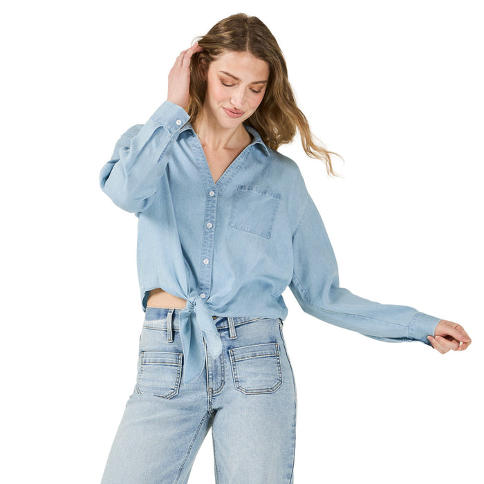 Haut en denim noué à l’avant mySTYLE pour femmes