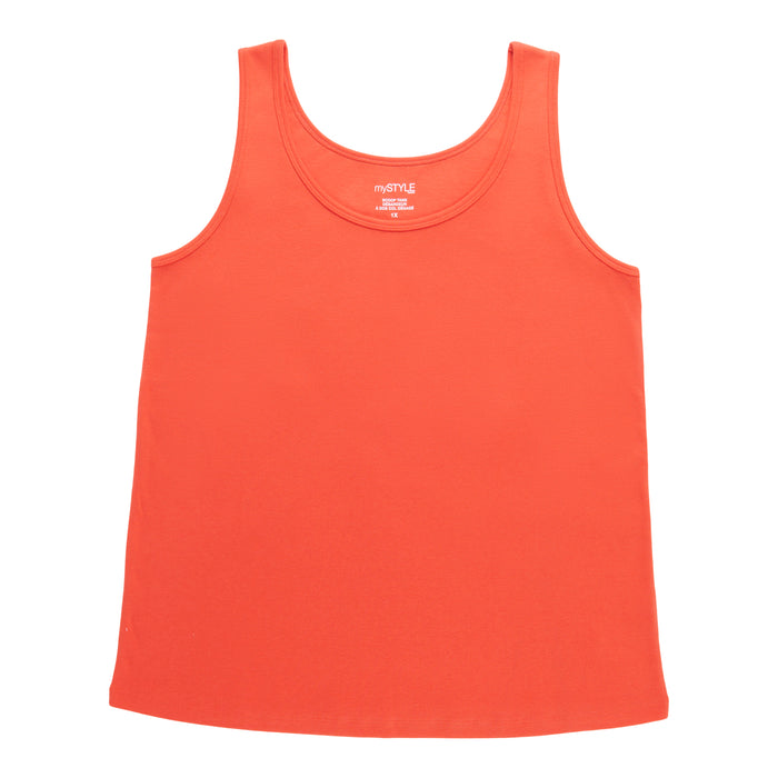 mySTYLE Women's Plus Scooped Ribbed Tank Top