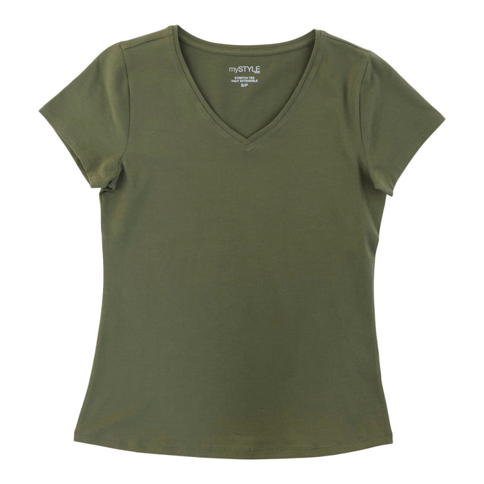 mySTYLE Women's V-Neck Stretchy Tee