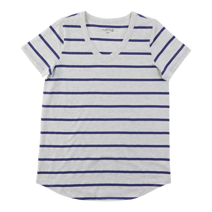 mySTYLE Women's V-Neck Striped T-Shirt