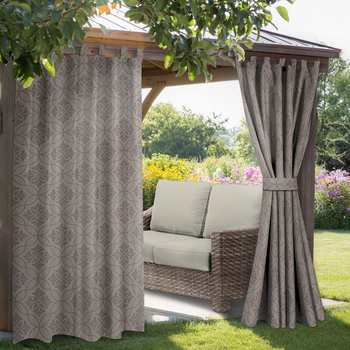 Geometric Printed Outdoor Curtain with Velcro Tabs, 52-in x 84-in.