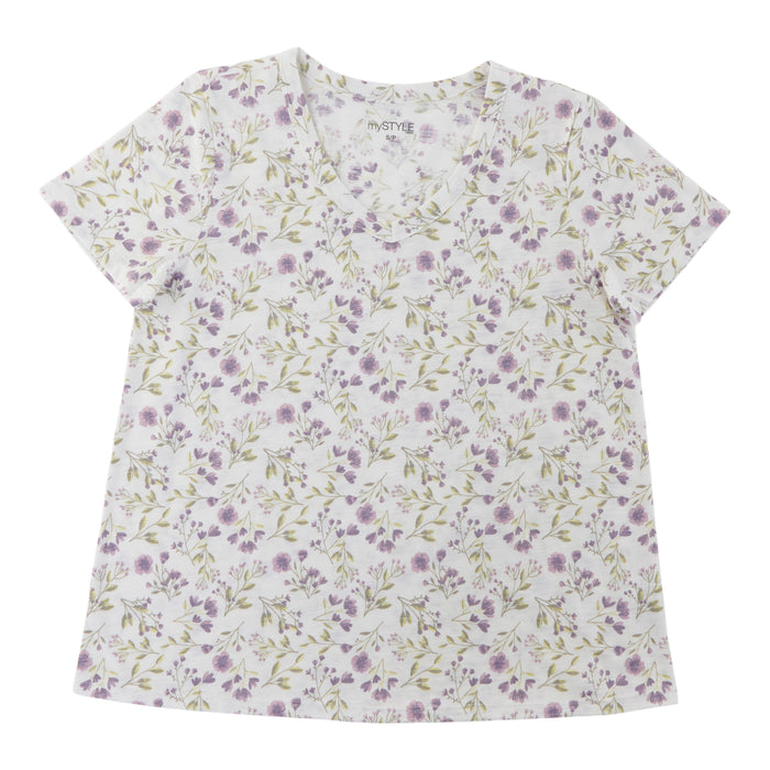 mySTYLE Women's Floral V-Neck T-Shirt