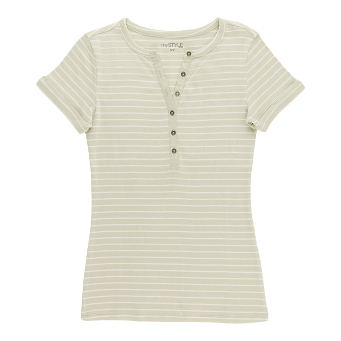 mySTYLE Women's Rolled Sleeve Henley