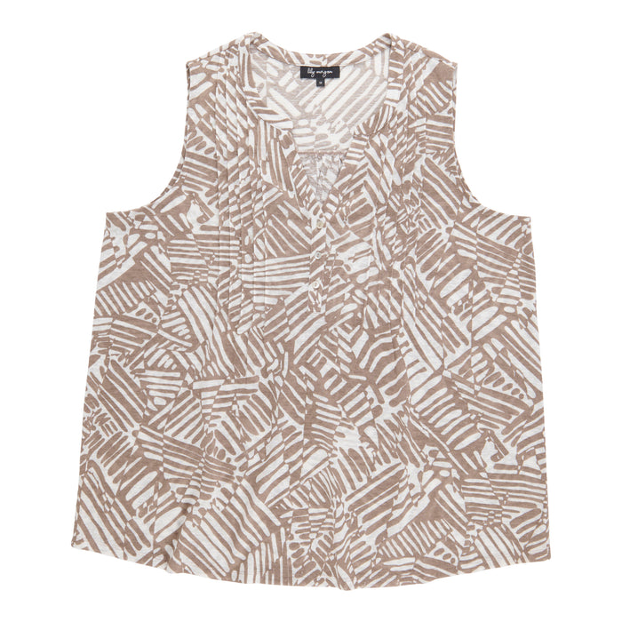 lily morgan Women's Plus Printed Pintuck Camisole
