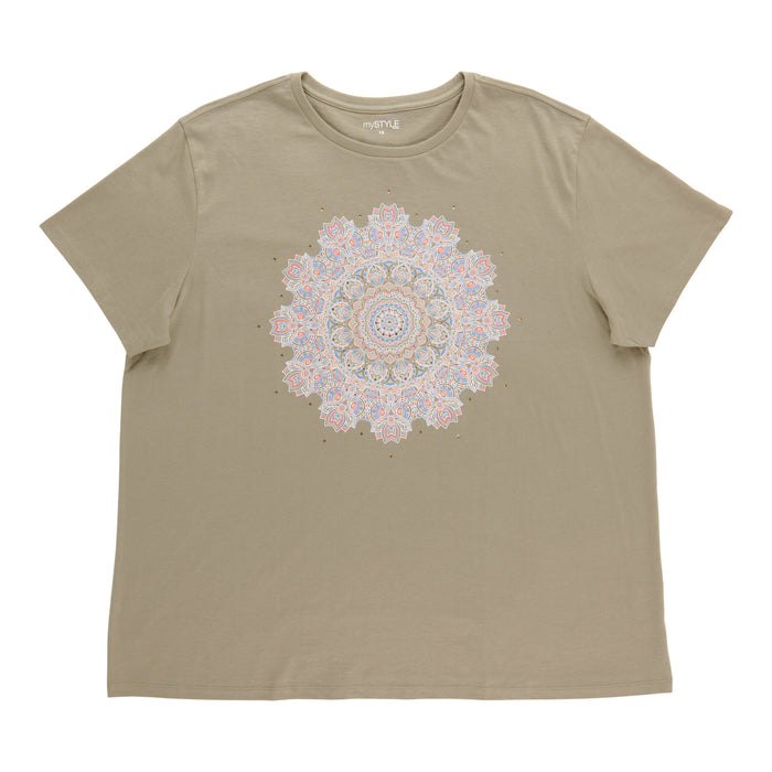T-shirt à la garçonne à col rond mySTYLE taille plus pour femmes