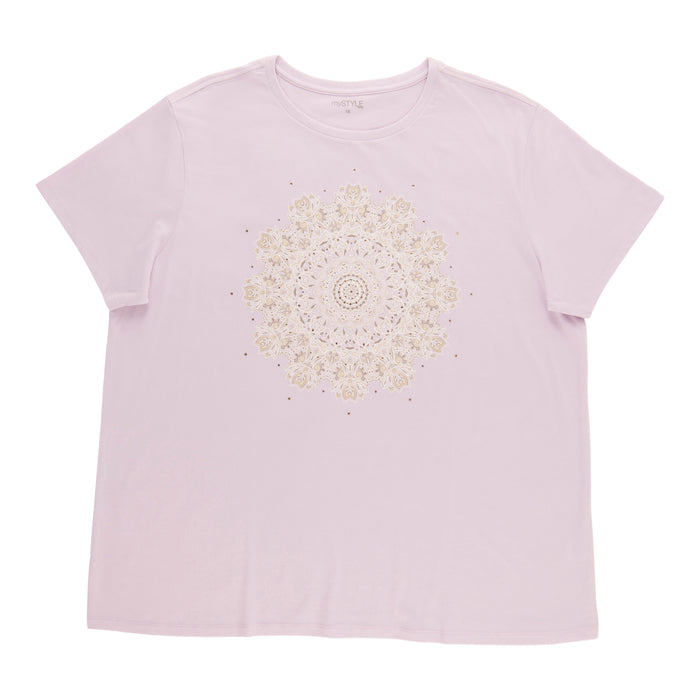 mySTYLE Women's Plus Crew Neck Boyfriend Tee