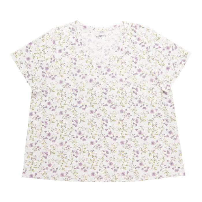 mySTYLE Women's Plus Floral V-Neck T-Shirt