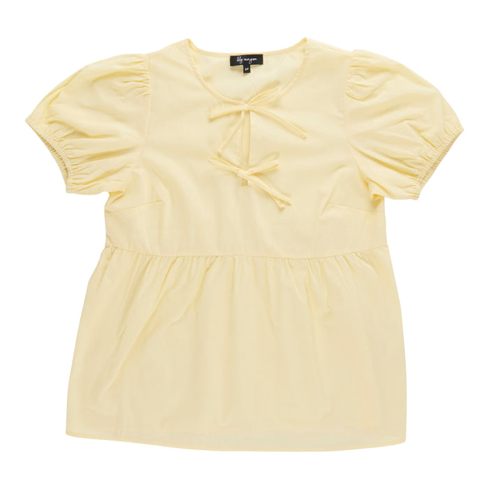 lily morgan Women's Short Sleeve Blouse with Front Bow
