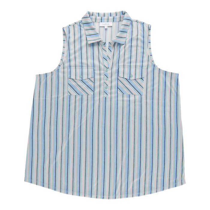 mySTYLE Women's Plus Collared Sleeveless Top