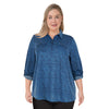 mySTYLE Women's Plus 3/4 Denim-Like Shirt