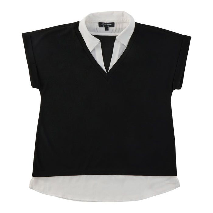 lily morgan Women's Collared Two-Fer Top