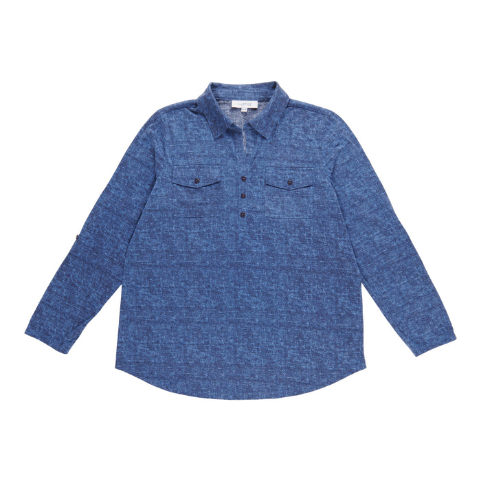 Chemise d'aspect denim avec manches 3/4 mySTYLE pour femmes
