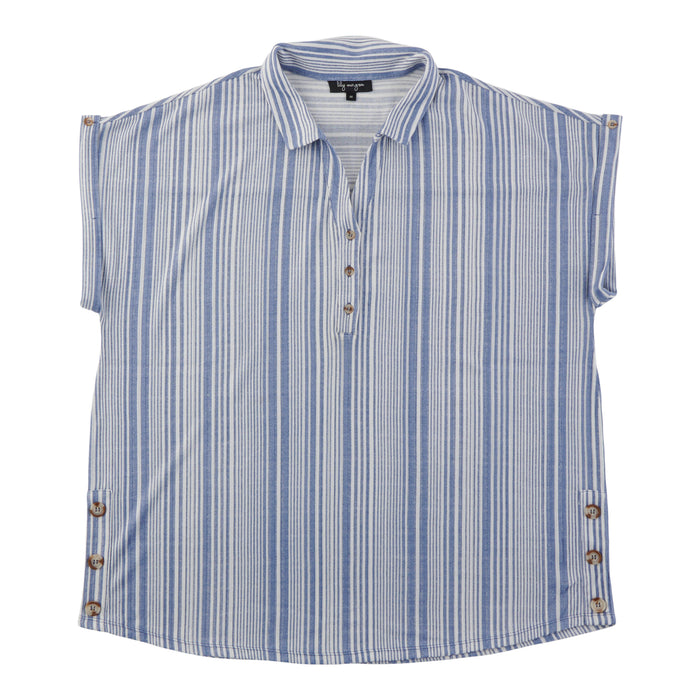 lily morgan Women's Plus Collared Top with Horn Buttons