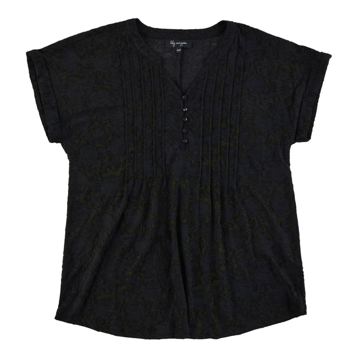 lily morgan Women's Solid Pintuck Top
