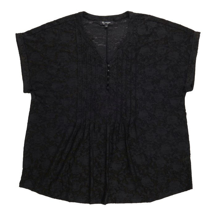 lily morgan Women's Plus Solid Pintuck Top
