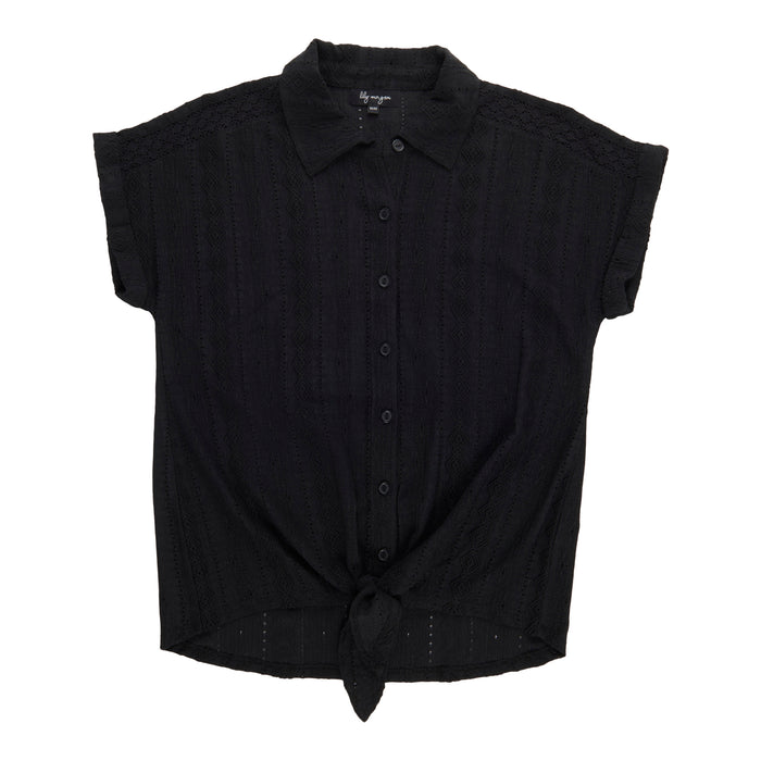 lily morgan Women's Solid Tie-Front Top