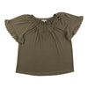 mySTYLE Women's Plus Crochet Trim Crinkle Top