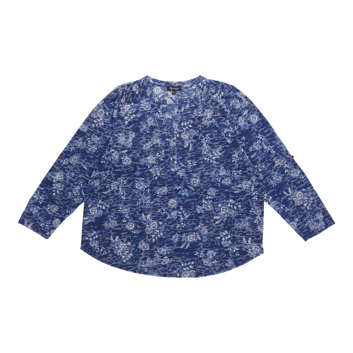 lily morgan Women's Plus Printed Top with Tab Sleeves