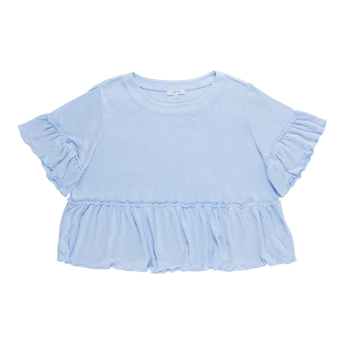 mySTYLE Women's Plus Slub Flounce Top