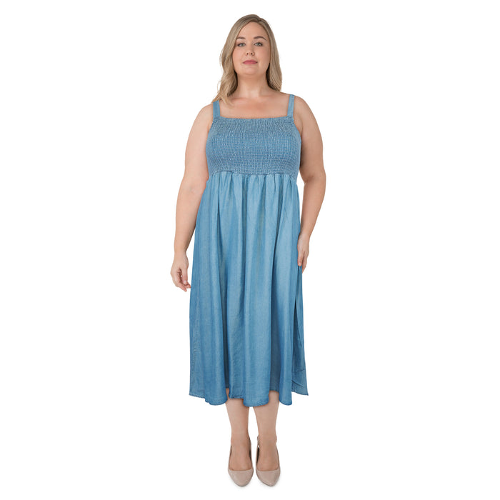 mySTYLE Women's Plus Smocked Tencel Dress