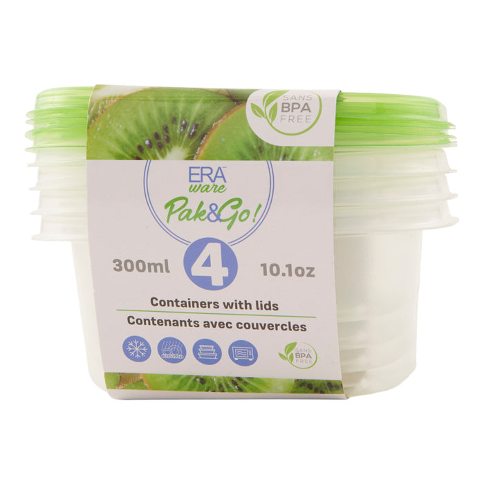 ERAware Plastic Food Containers, 300-ml, 4 Pack
