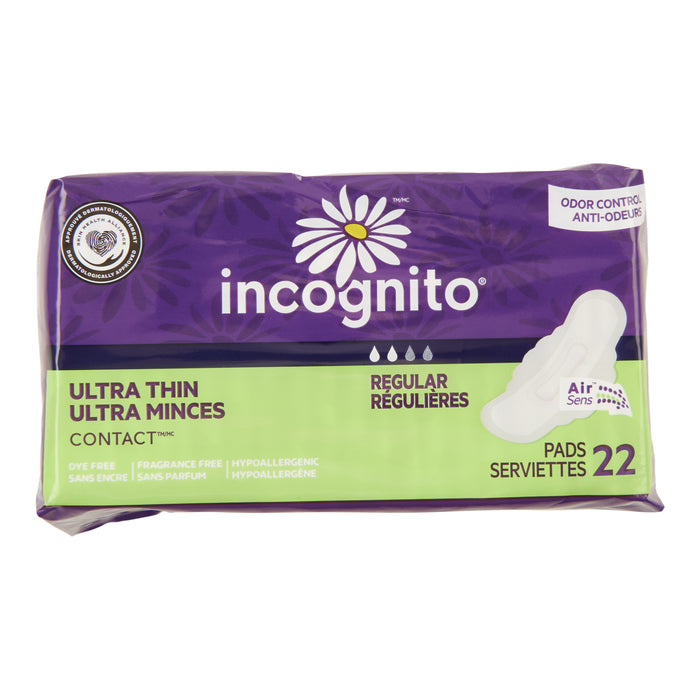 Incognito Contact Ultra Thin Pads, Regular, 22-Pack