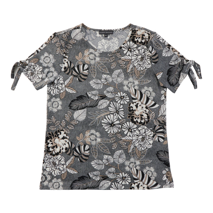Classic Editions Women's Puff Print Detail Top